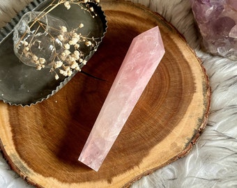 Bubblegum Pink Large Rose Quartz Wand, Heavy Natural Rose Quartz Scepter, Polished Rose Quartz Gemstone