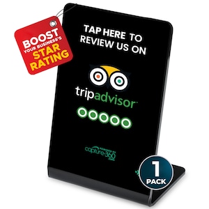 Capture 360 NFC review tap stand, acrylic stand - Effortless Feedback Collection, Small Business - Compatible with TripAdvisor
