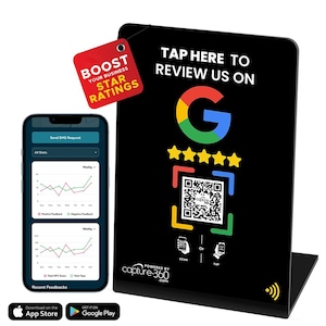 Capture 360 Google Review NFC Tap Stand - Effortless Feedback Collection, Quick Activation, Small Business, Compatible with Google