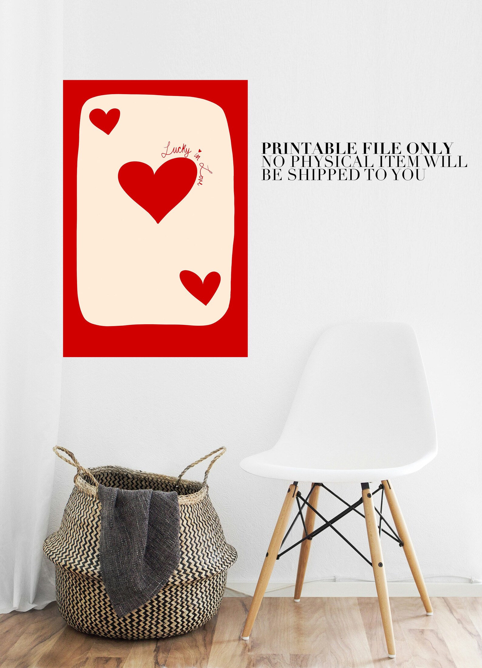 Valentines Day Art, Minimalist Aesthetic, Heart Playing Card, Love Card ...