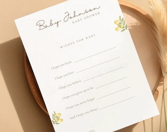 Luxury Personalised Baby Shower Wishes For Baby Card • Lemon Theme