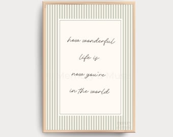 Nursery Quote Print “How Wonderful Life Is Now You’re In The World“ • Vintage Baby Wall Art (Physical Print)