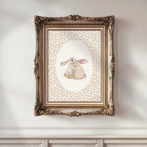 Ditsy Floral Bunny Nursery Print • Vintage Storybook Wall Art image 4