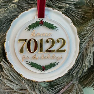 Personalized Zip Code Christmas Ornament: Laser Cut Acrylic Holiday Decor