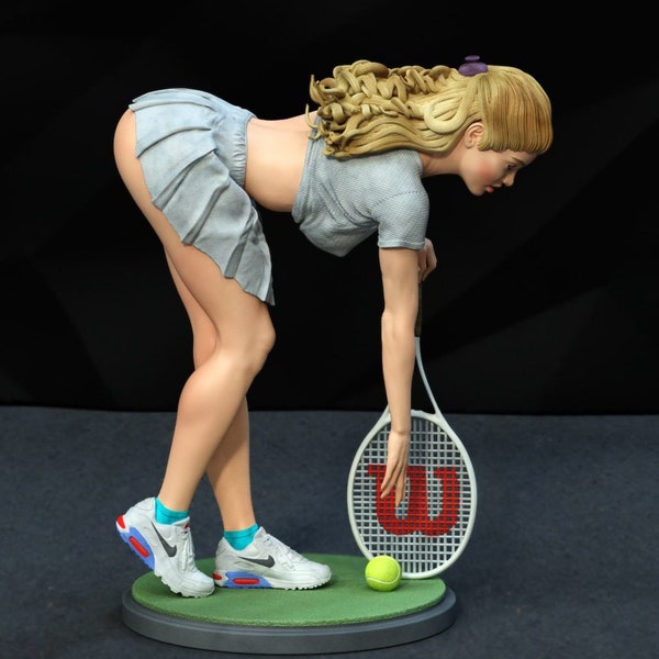 Tennismeisje standbeeld 3D STL-bestand - 3D-ontwerp 3D-printer Tennisbeeld STL
