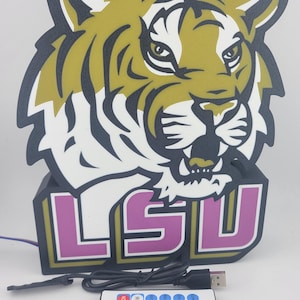LSU Tigers LED Sign: Multicolored Lightbox, College Sports Fan Gift