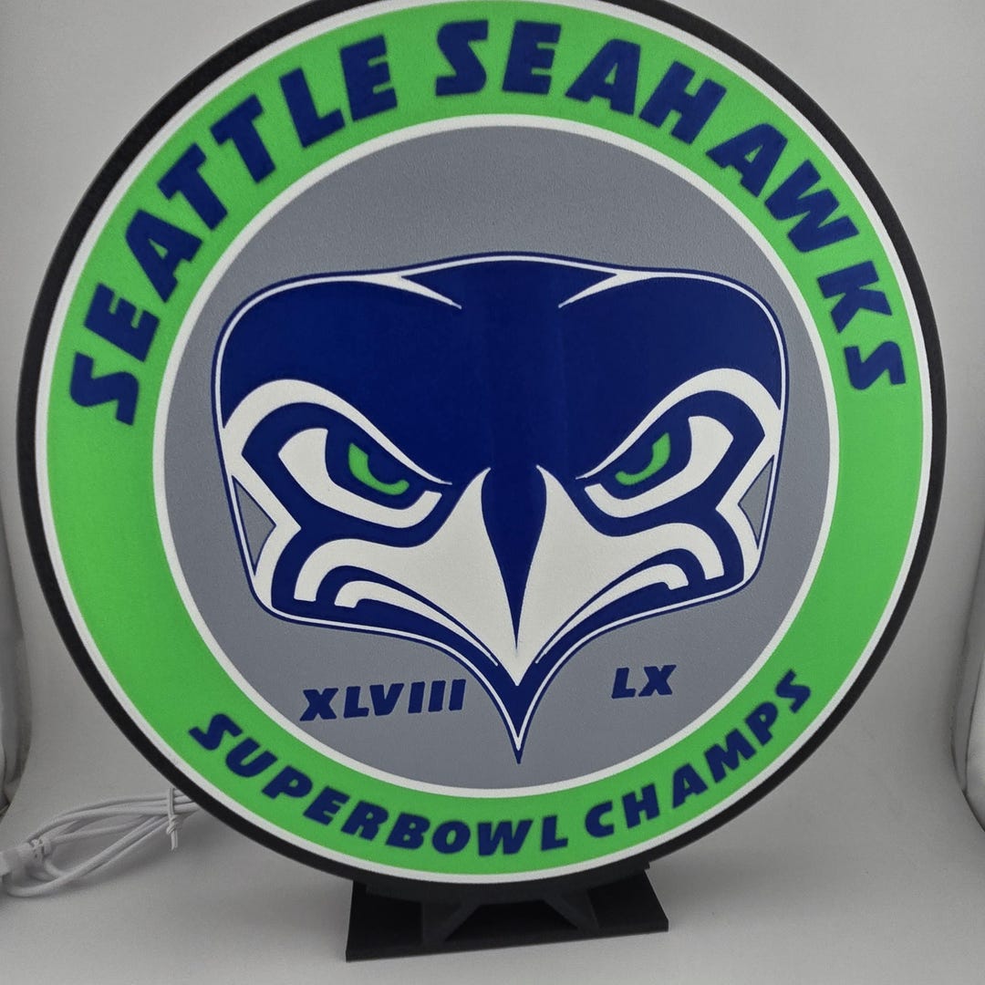 Seattle Seahawks Lightbox | Super Bowl Champions Wall Light, LED With ...
