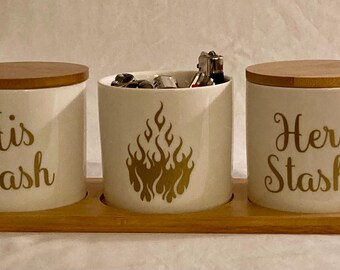 His and Hers stash jars
