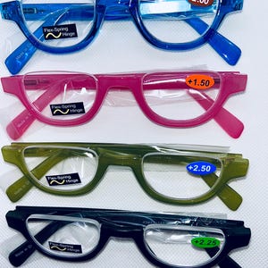 Half moon clear top reading glasses.