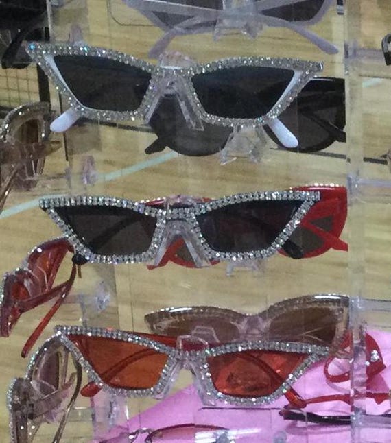 Rhinestone Cat Eye Sunglasses: Sparkly Bling - Etsy display picture 3