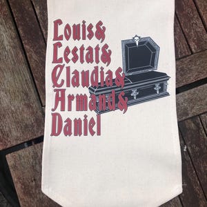 Cotton Wall Hanging Display for pins and buttons, Lestat, Louis, Claudia, Armand, Daniel IWTV