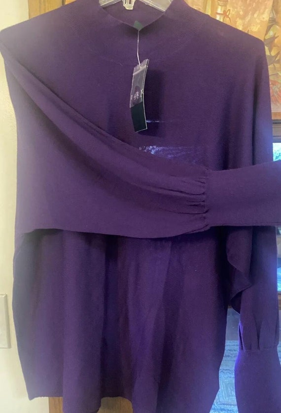 Ralph Lauren Purple Silk Long Sleeve Top 33% Silk