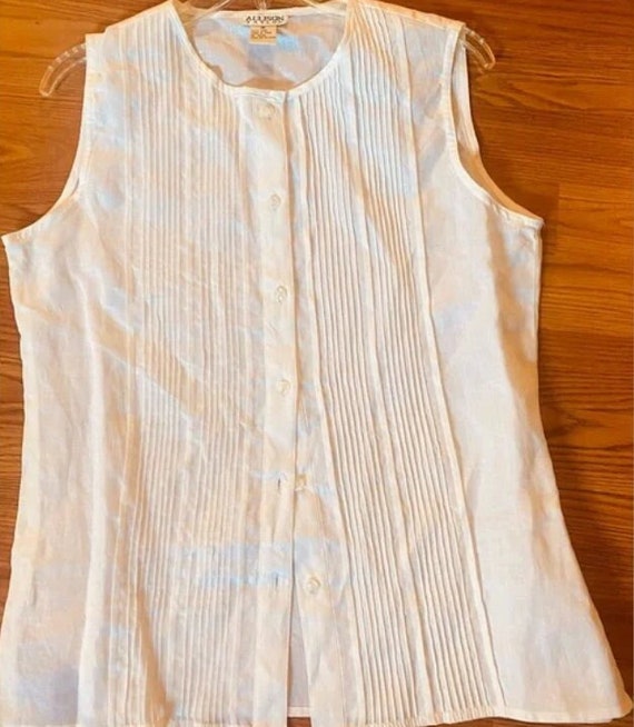 Allison Taylor 100% Linen White Shirt Sleeveless