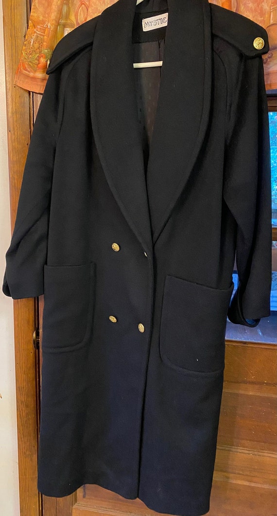 MYSTIC Black Over Coat 100% Pure Merino Wool Coat, Vintage. - Etsy 
