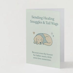 Carte de rétablissement imprimable pour chien - Carte de guérison pour les amoureux des chiens | Design calme et sain | Sympathie pour animaux de compagnie | Téléchargement numérique instantané