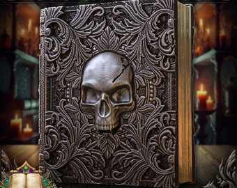Death Magic Dice Storage Tome, Dice Rolling Tray & Minifigure Storage for Roleplaying Games, DnD and Magic the Gathering MTG Card Storage