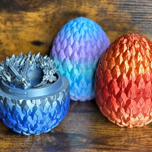 Mystery Dragon Egg and Dragon, Gradient Variant, Articulated Dragon Toy, Dozens of Dragon Styles and Colors, 3D Printed Flexi Toy