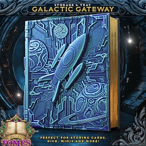 Tomo de almacenamiento de Galactic Gateway, bandeja para tirar dados y almacenamiento de minifiguras para juegos de rol, DnD y Magic the Gathering