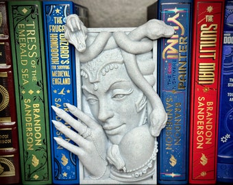 Estantería de Medusa, decoración de fantasía, estantería de monstruos impresa en 3D y sujetalibros.