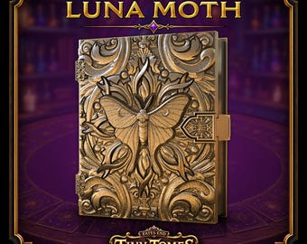 Luna Moth Tiny Tome Deck Box | Trading Card Holder, DnD Dice Box, MTG Storage Case