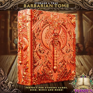 Barbarian Dice Storage Tome, Rolling Tray, MTG Deck & Minifigure Organizer