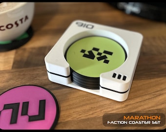 Marathon 6-er Set Untersetzer + Halter für Untersetzer