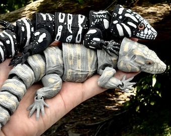 Argentine Tegu Flexi Toy, Articulated 3D Printed Lizard Fidget Desk Animal