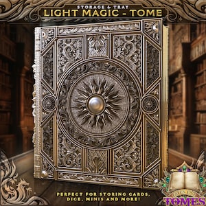 Light Magic Dice Storage Tome, Rolling Tray, MTG Deck & Minifigure Organizer