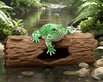 Pacman Frog Toy, Articulated 3D Printed Fidget Desk Animal