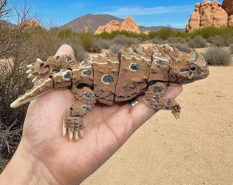 Horned Lizard Flexi Toy, Articulated 3D Printed Fidget Desk Animal