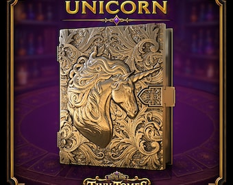 Unicorn Tiny Tome Deck Box | Trading Card Holder, DnD Dice Box, MTG Storage Case