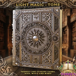 Light Magic Dice Storage Tome, Dice Rolling Tray & Minifigure Storage for Roleplaying Games, DnD and Magic the Gathering MTG Card Storage