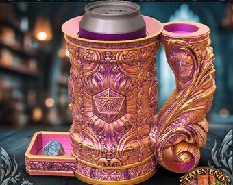 D20 Critical Can Holder and Dice Tower, Fantasy RPG Tabletop Game Accessory