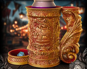 Circus Elephant Can Holder and Dice Tower, Fantasy RPG Tabletop Game Accessory