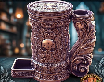 Necromancer Can Holder and Dice Tower, Fantasy RPG Tabletop Game Accessory