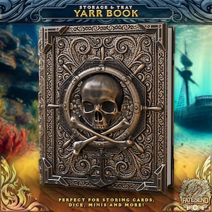 Tome de rangement pour dés de pirate, plateau pour lancer les dés et rangement pour figurines pour jeux de rôle, rangement pour cartes D&D et Magic the Gathering