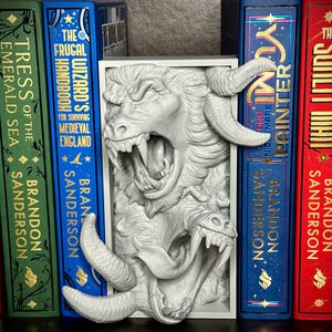 Demon Booknook, Fantasy Bookshelf Decor, 3D Printed Monster Book Nook and Bookends