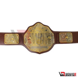 Big Gold Replica Belt World Heavyweight Champion 2mm Brass Plates Brown Belt