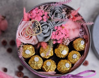 Caja de regalo de chocolate para mamá, ideas de regalos para el día de la madre para ella, regalo de cumpleaños para novia, esposa, ramo de regalo de Ferrero para ella, flores de regalo