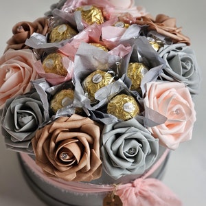 Chocolate Bouquet,Valentines Day Gifts for Women,Chocolate Anniversary Hamper,Mothers Day Gift Set for Mom,Ferrero Rocher Birthday Gift Box