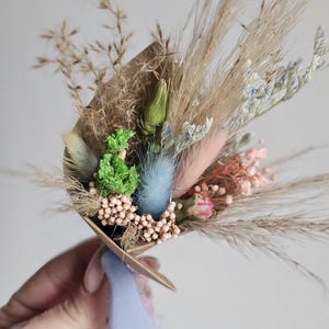 Mini bouquet di fiori secchi all'ingrosso per feste, mini bouquet boho, bomboniere magnetiche bilk, bomboniere con bouquet di fiori secchi per gli ospiti, bomboniere per matrimoni