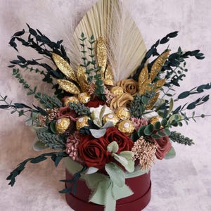 All Occasion Ferrero Rocher Chocolate Bouquet with Roses,Faux flower Gift Hamper,Birthday,Anniversary,Thank You Gift Box,Roses and Chocolate