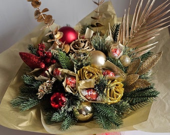 Large Christmas Bouquet,Christmas Gift Box,Festive Gift,Christmas Gift Set,Christmas Gift Hamper,Chocolate Bouquet,Christmas Gift for women