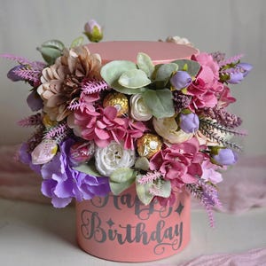 Personalised Birthday Flowers,Gift Flowers,Chocolate Gift,Floral Birthday Gift,Luxury Gift for Mum,Flower Gift,Chocolate Bouquet,Rose box