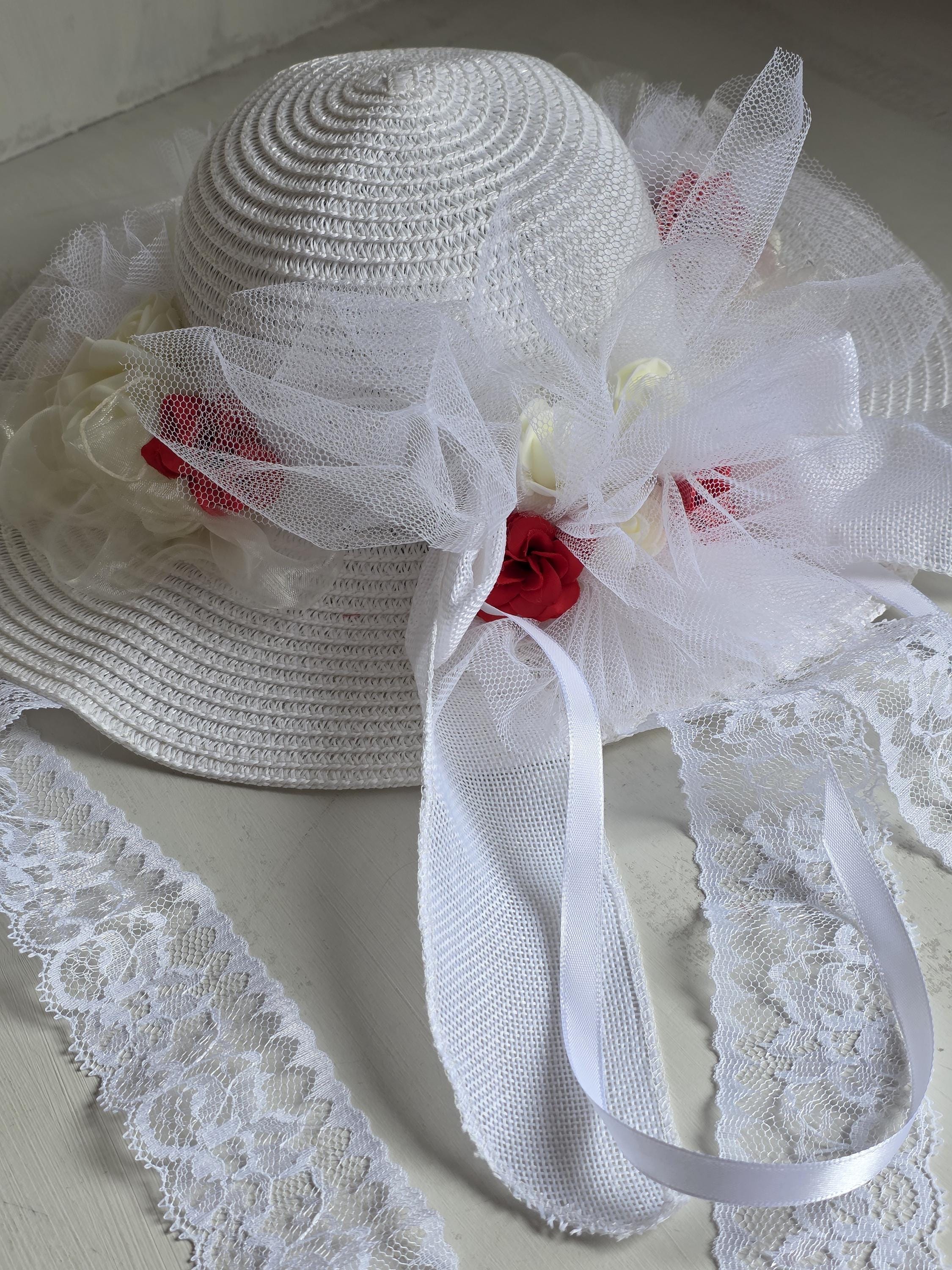 2000’s Vintage Mary Poppins Halloween Costume Hat Accessory Gray Flower Black Mini Top Hat: Mary Poppins Style, Daisies  main image 2
