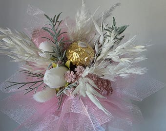 Mini Schokolade und Blumenstrauß Geschenk für Frauen, Danke Geschenk, Geburtstagsgeschenk für sie, Ferrero Strauß Geschenk Blumen, niedliches Postgeschenk Geschenk