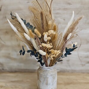 Dried Flower Bouquet with Vase,Natural Pampas Arrangement,Large Dried Pampas Grass,Preserved Flower Arrangement,Rustic Boho wedding Decor image 3