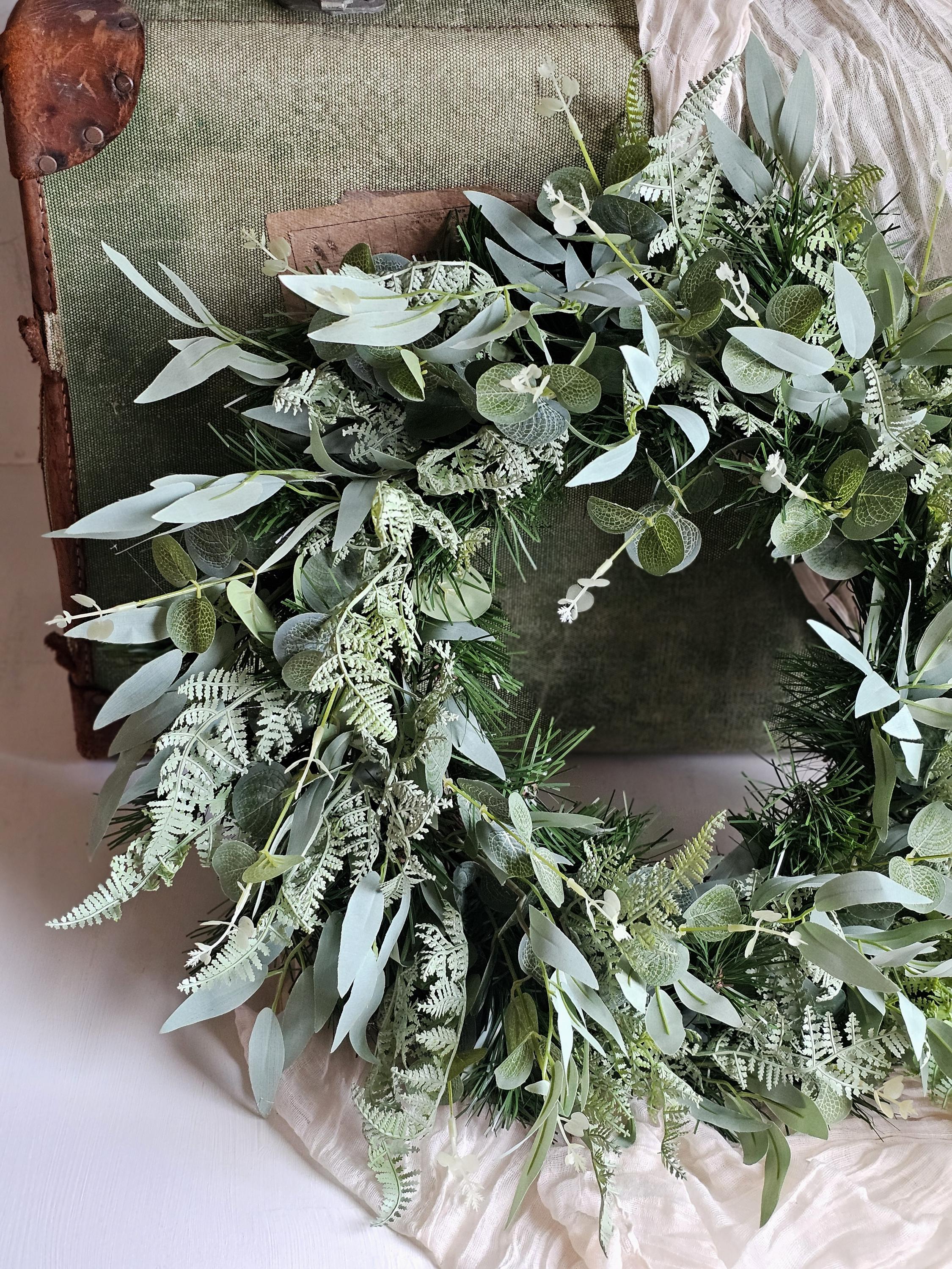 Couronne De Lavande Artificielle Bibelot – 50,8 Cm – Pour Porte, Mur, Intérieur/extérieur – Feuillage Vert
