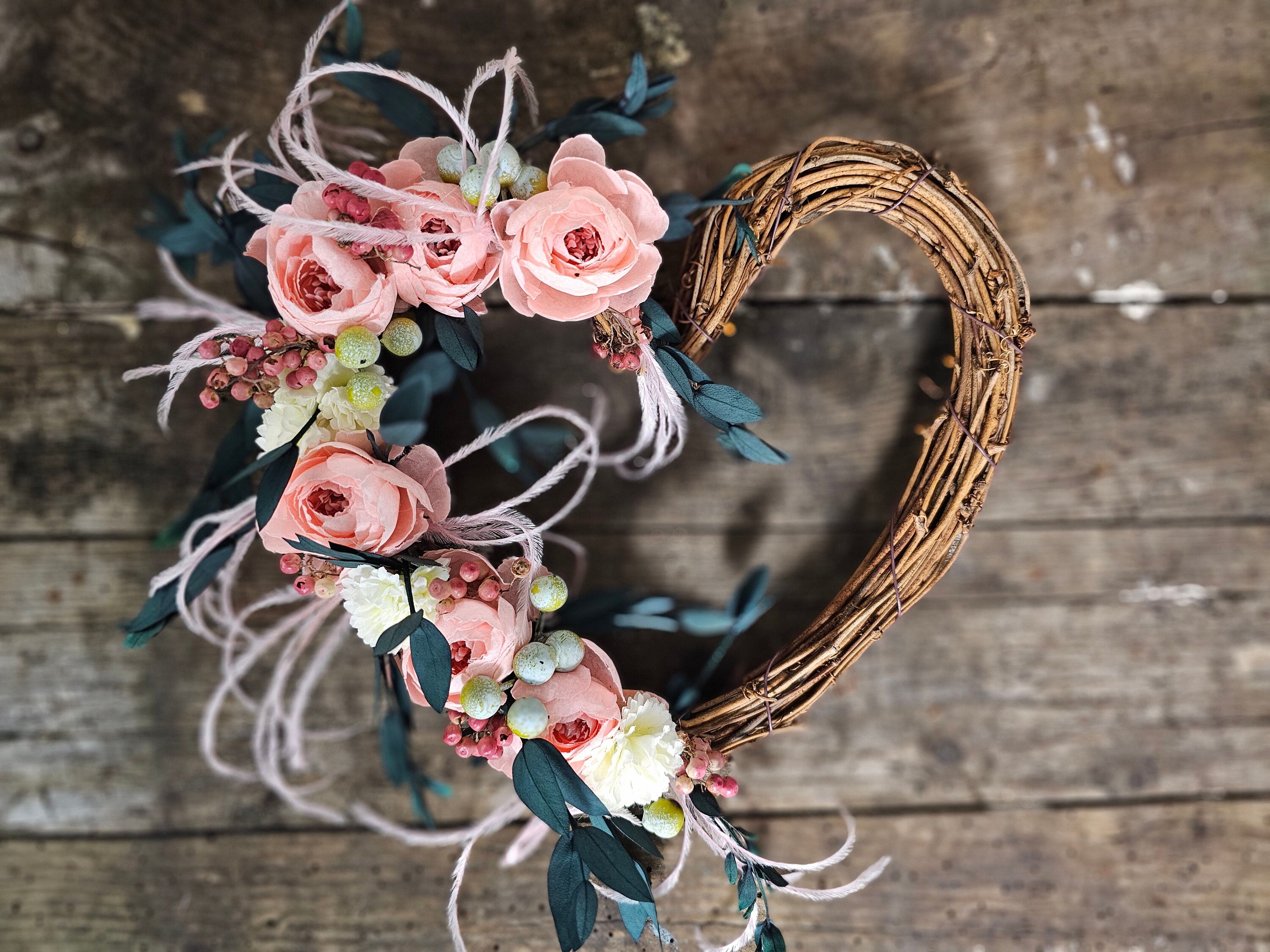 Unique Heart Shaped Floral Wreath, Silk Flower Wreath,mothers Day