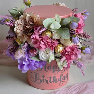 Personalised Birthday Flowers and Chocolate Bouquet,Mothers Day Gift for Mum,Chocolate Gift for women,Anniversary Gift,Ferrero Gift Box